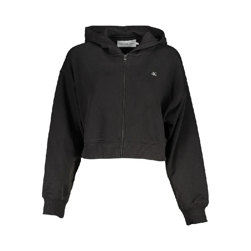 Calvin Klein Chic Hooded Sweatshirt in Timeless Black Hoodie with Turtle Neck Cozy Winter