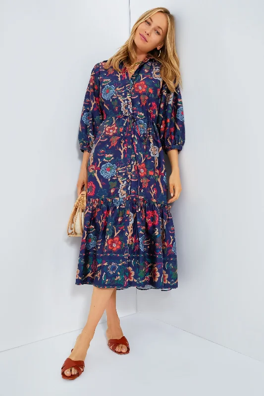 Evening Baroque Floral Hutton Dress Boat Neckline Classic