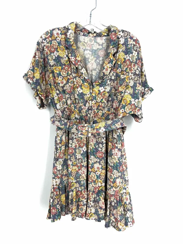 Size M Purple/Multi Floral Belted Dresses Dress Tunics Travel practical