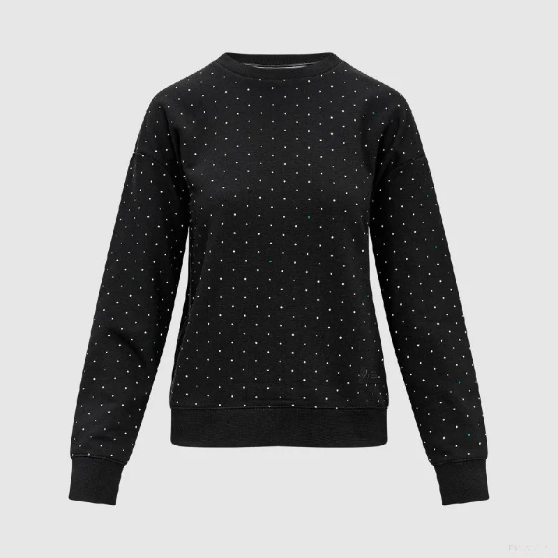 Mercedes Womens Polka Dot Crew Sweatshirt, Black Hooded Sweatshirt Casual Wear Street Style