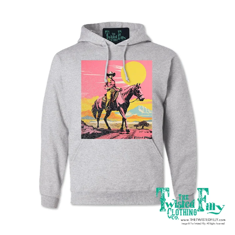 Desert Cowgirl - Adult Womens Hoodie - Assorted Colors Hoodie with Hem Detail Decorative Unique