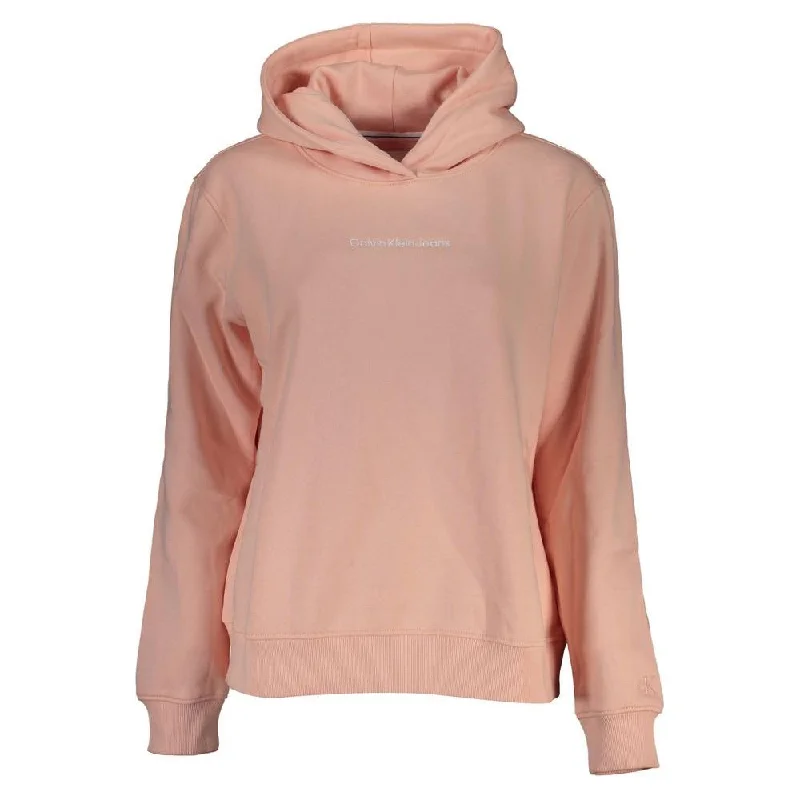 Calvin Klein Chic Pink Hooded Fleece Sweatshirt Hoodie with Hidden Zipper Minimalist Clean