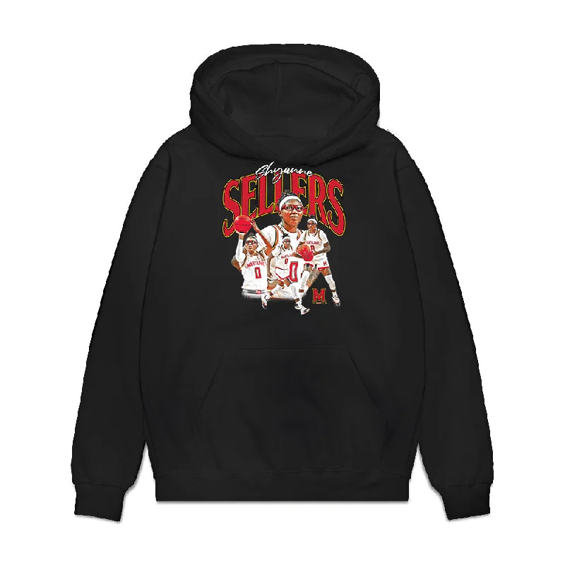 Maryland - NCAA Women's Basketball : Shyanne Sellers - Player Collage Premium Hooded Sweatshirt Hoodie with Side Slits Relaxed Casual