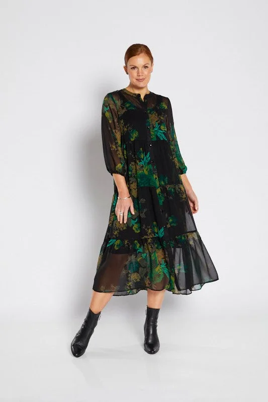 Philosophy - F1703 Sibella 3/4 Sleeve Maxi Panel Dress with Slip Tunics Lace romantic