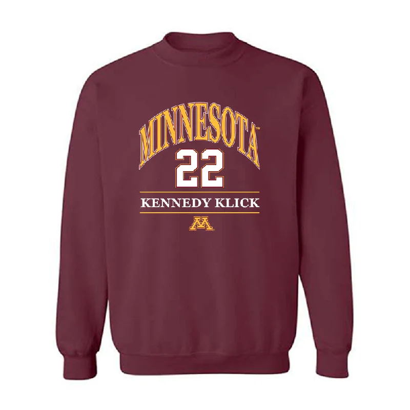 Minnesota - NCAA Women's Basketball : Kennedy Klick - Classic Fashion Shersey Crewneck Sweatshirt Hoodie with V-Neck Classic Versatile Minnesota - NCAA Women's Basketball : Kennedy Klick - Classic Fashion Shersey Crewneck Sweatshirt Hoodie with V-Neck Classic Versatile