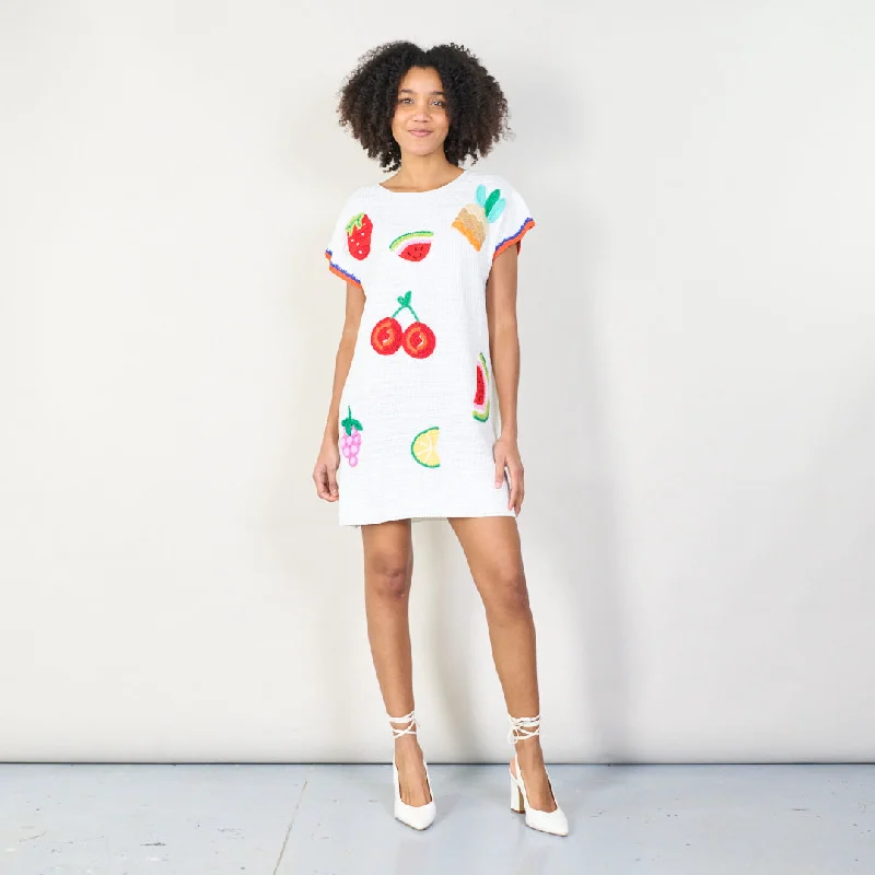 Fruit embroidered knit dress wholesale Tunics Sophisticated sleek