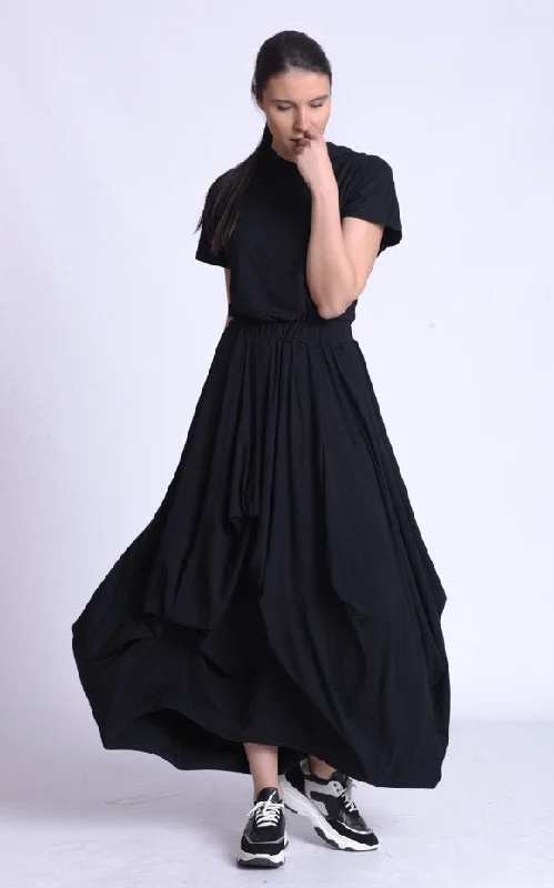 Maxi Hooded Cotton Dress Square Neckline Feminine