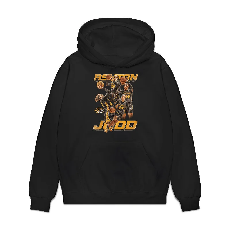 Missouri - NCAA Women's Basketball : Ashton Judd - Player Collage Premium Hooded Sweatshirt Hoodie with Belted Waist Structured Tailored