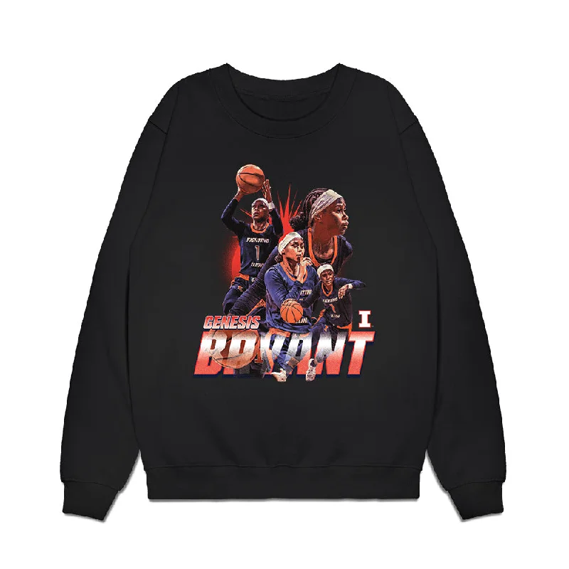Illinois - NCAA Women's Basketball : Genesis Bryant - Player Collage Premium Crewneck Sweatshirt Hoodie Dress Longline Feminine