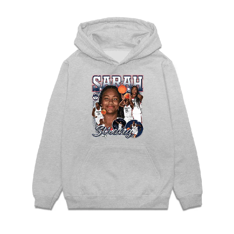 UConn - NCAA Women's Basketball : Sarah Strong - Premium Hooded Sweatshirt Hoodie with Hem Embroidery Detailed Premium