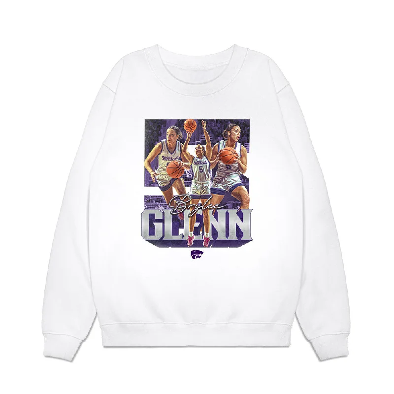 Kansas State - NCAA Women's Basketball : Brylee Glenn - Player Collage Premium Crewneck Sweatshirt Hoodie with Back Slit Movement Comfort