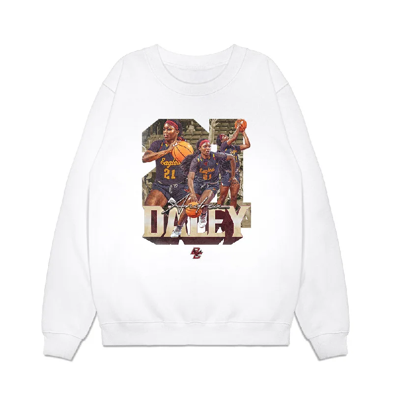 Boston College - NCAA Women's Basketball : Andrea Daley - Player Collage Premium Crewneck Sweatshirt Hoodie with Reflective Safety Nightwear