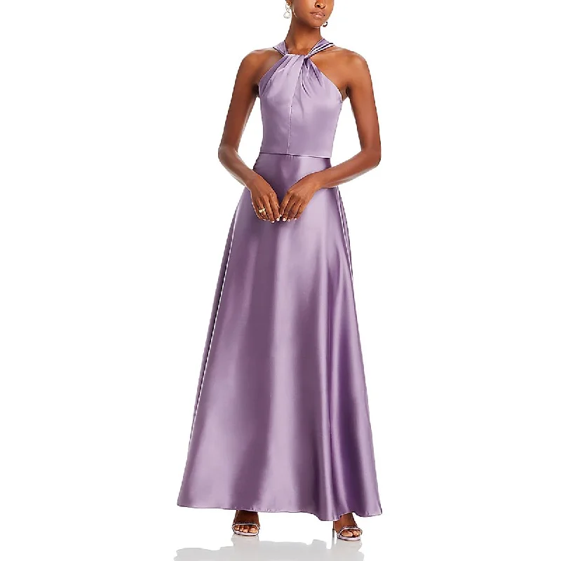 Womens Satin Drape Halter Dress Tunics Sale discount