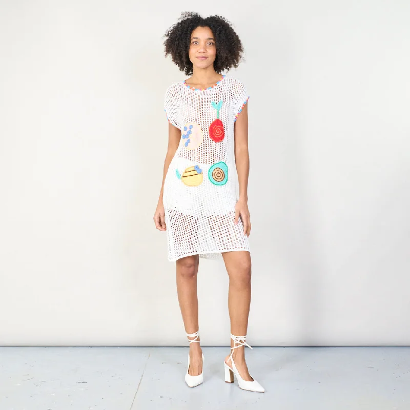 Fruit embroidered crochet knit dress wholesale Tunics Fashionable trendy