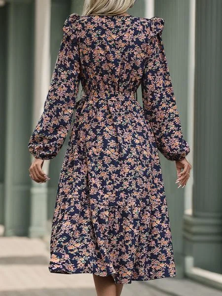 Long Sleeved Printed Dress HEBFABDDNF Tunics Silk luxurious