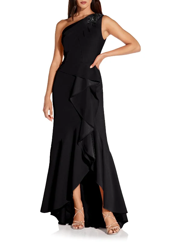 Womens Ruffled Maxi Evening Dress Tunics Sophisticated sleek