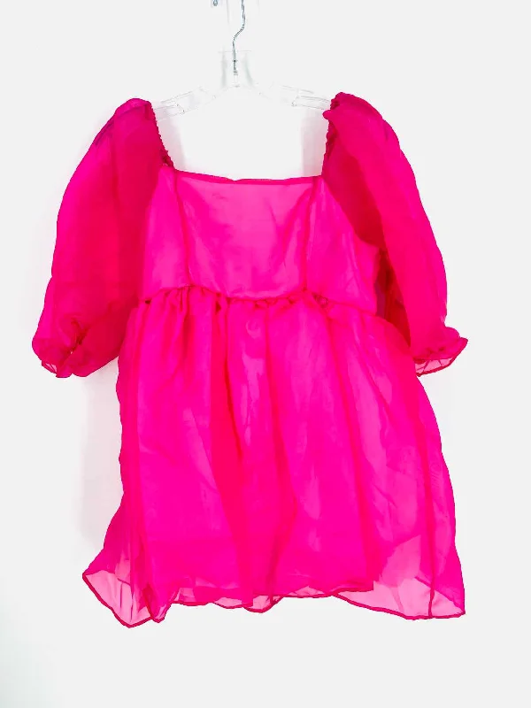 Size XL Hot Pink Puff Sleeve Dresses Dress Tunics Stylish elegant