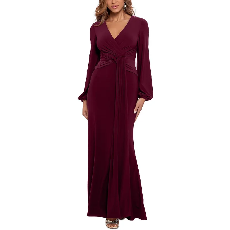 Betsy & Adam Womens Petites Surplice Matte Jersey Evening Dress Tunics Short Trendy