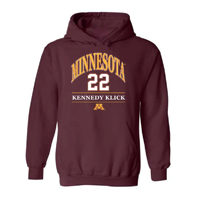 Minnesota - NCAA Women's Basketball : Kennedy Klick - Classic Fashion Shersey Hooded Sweatshirt Hoodie with Zipper Placket Modern Functional Minnesota - NCAA Women's Basketball : Kennedy Klick - Classic Fashion Shersey Hooded Sweatshirt Hoodie with Zipper Placket Modern Functional