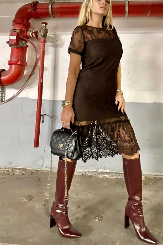 A pizzo dress brown Tunics Recommended stylist
