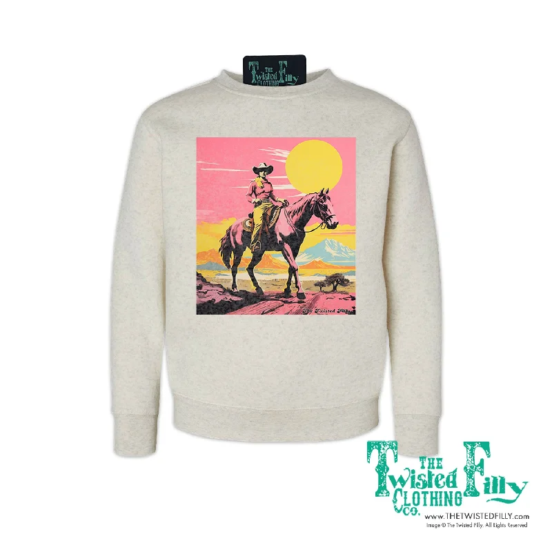 Desert Cowgirl - Youth Girls Sweatshirt - Assorted Colors Hoodie with Hem Ribbing Snug Secure