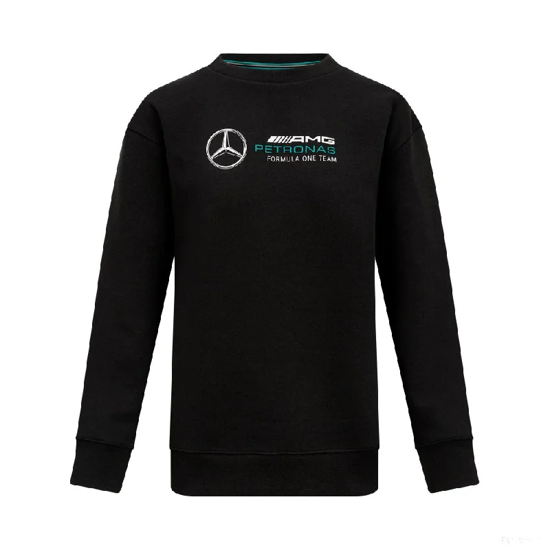 Mercedes Womens Crew Sweatshirt, Black Cotton Hoodie Fleece Lining Warmth