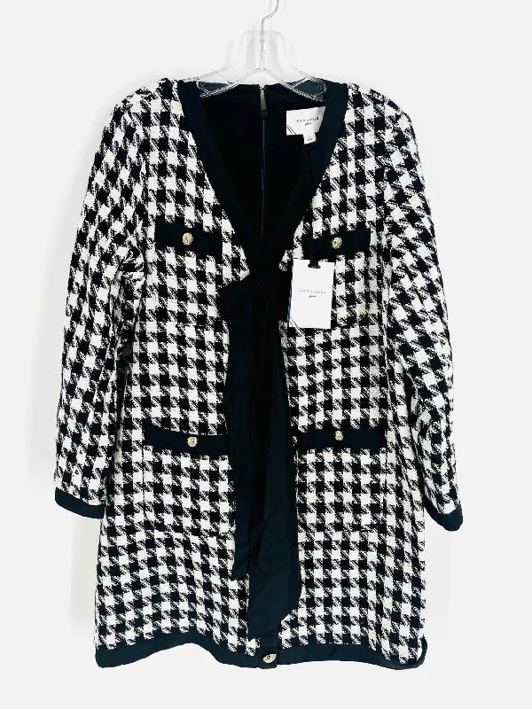 Pomander Place Size L Black/White Tweed Button-down NEW Designer Dress Tunics Long Elegant