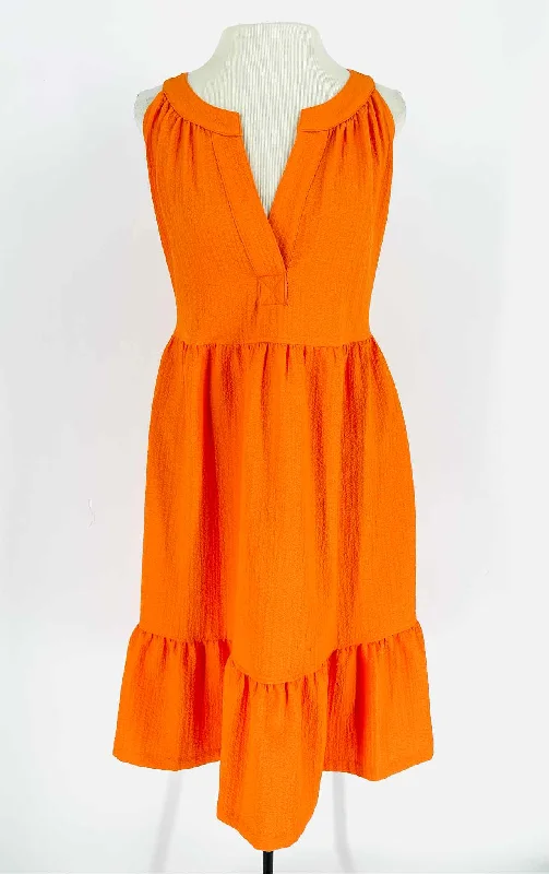 Calvin Klein Size 12 Orange Flounce Textured Dresses Dress Tunics Fall fleece