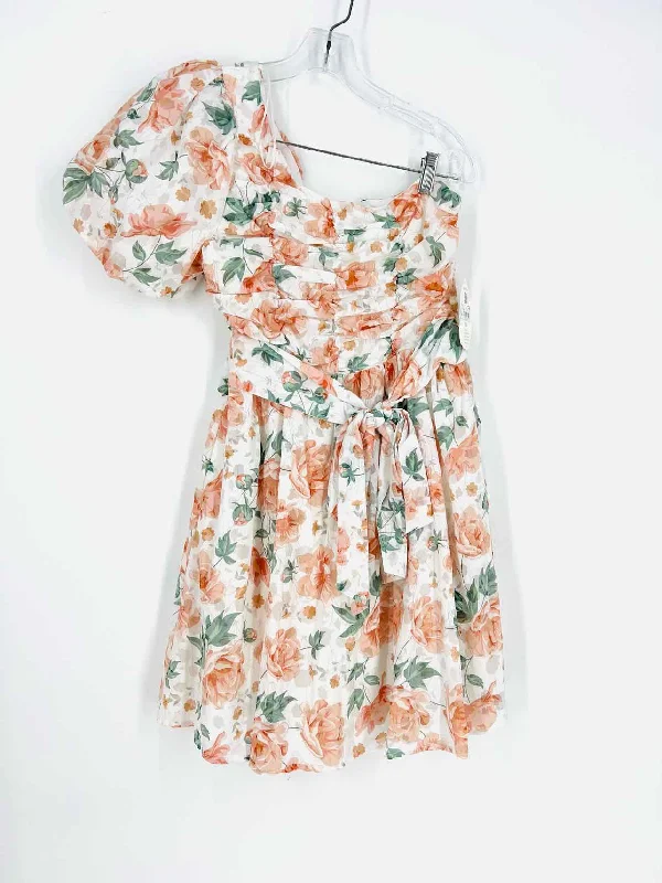 Altar'd State Size S White/Peach One Shoulder Floral NEW Dresses Dress Tunics Essential wardrobe