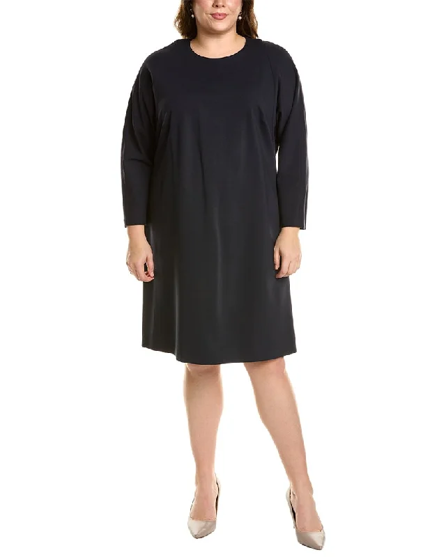 Lafayette 148 New York Plus Ponte A-Line Dress Boat Neckline Classic