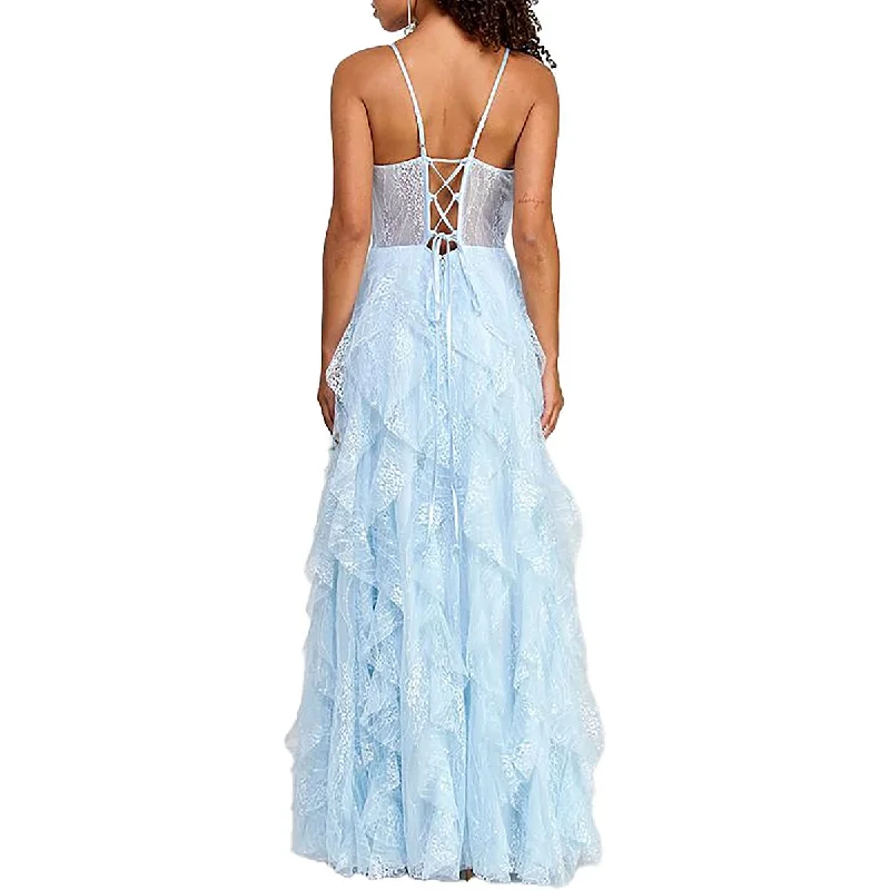 Juniors Womens Ruffled Coreset Seamed Evening Dress Tunics Evening elegant