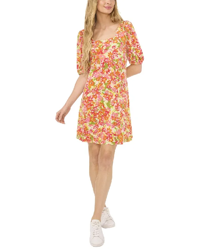 Cece Square Neck Puff Sleeve Dress Tunics Short Trendy