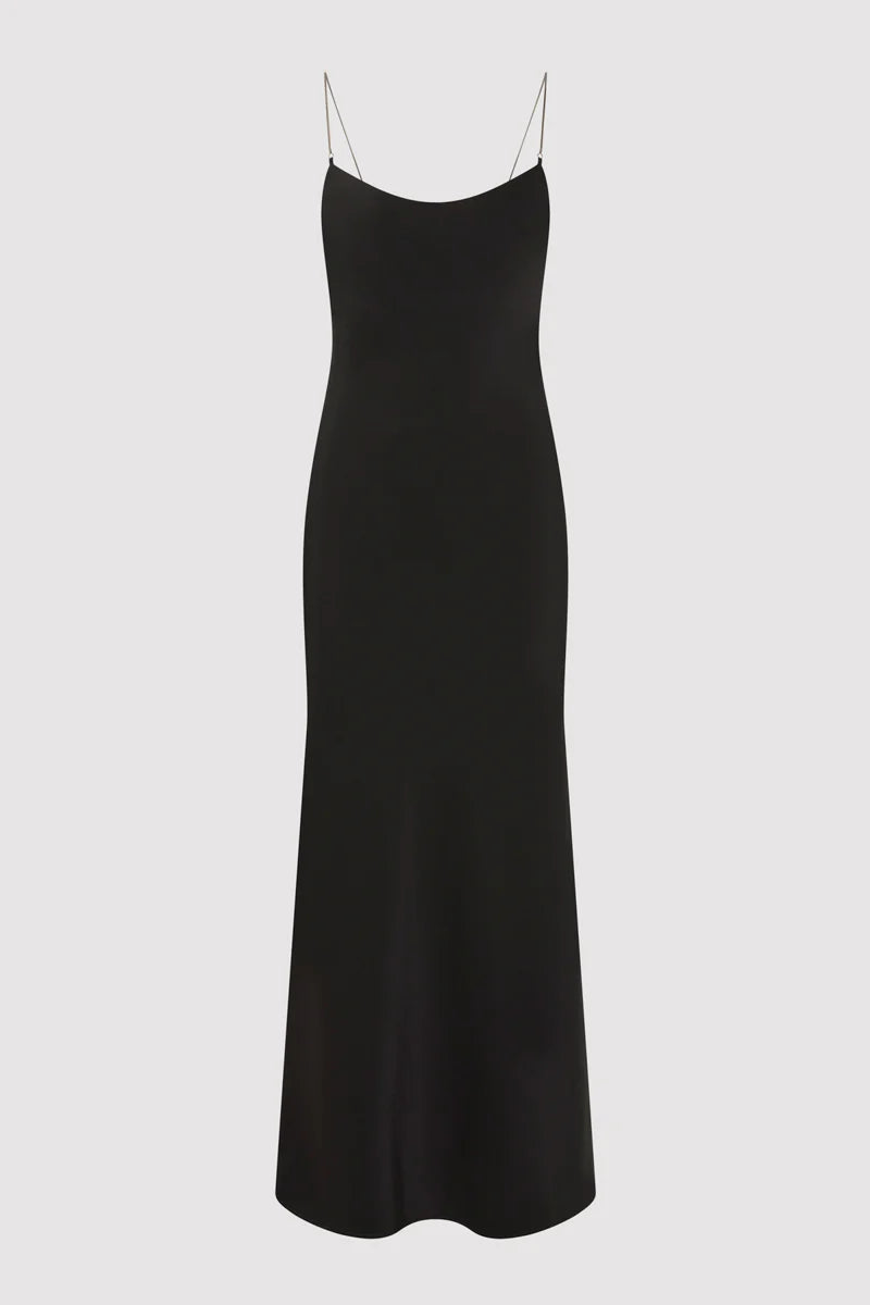 FINE CHAIN SILK SLIP DRESS - BLACK Tunics Canvas sturdy