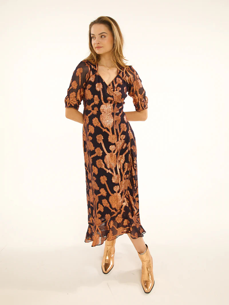 Stardust Sweetheart Flamenco Dress-Midnight Blue & Bronze Tunics New arrival