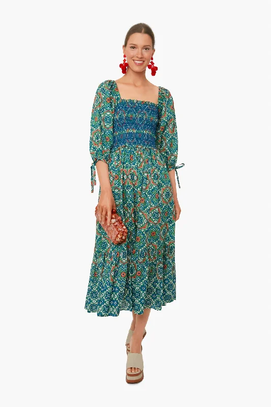 Moroccan Tile Teal Jazzy Dress Tunics Trousers formal