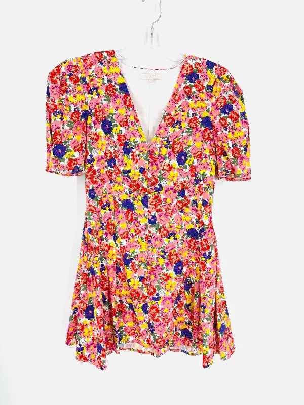 Size S Pink/Multi Floral Buttons Dresses Dress Off-the-shoulder Chic Trendy