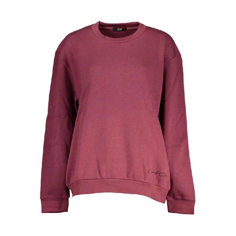 Cavalli Class Elegant Fleece Crew Neck Sweatshirt Hoodie with Longline Fit Extended Stylish
