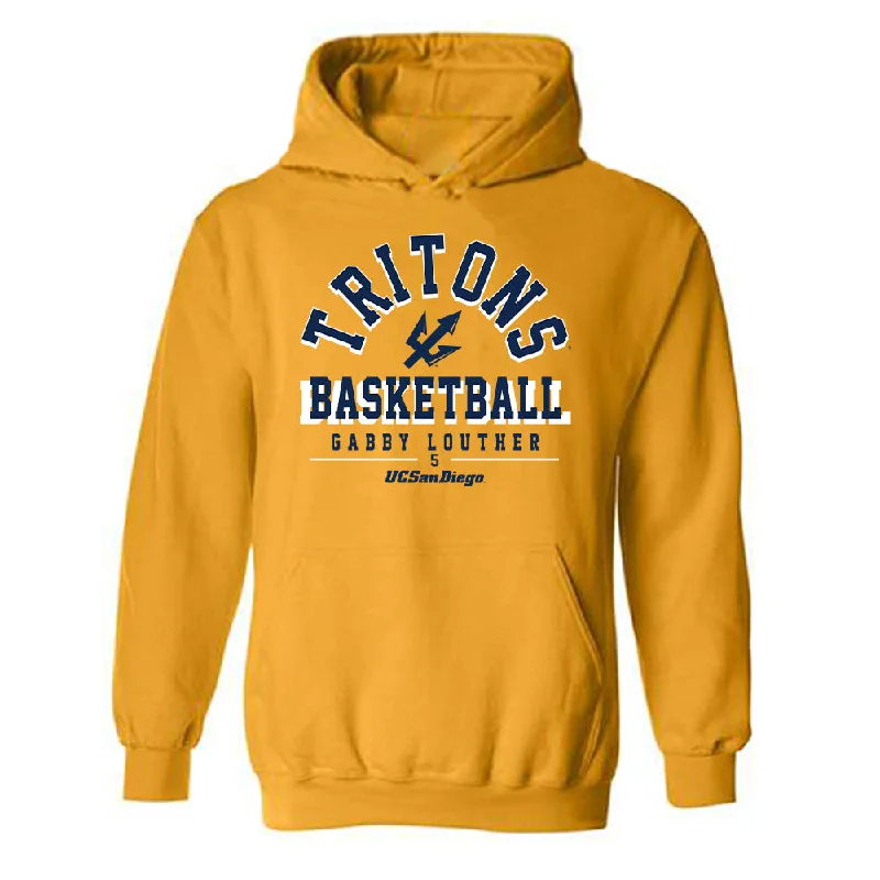 UCSD - NCAA Women's Basketball : Gabby Louther - Classic Fashion Shersey Hooded Sweatshirt Hoodie with Embroidery Detailed Premium
