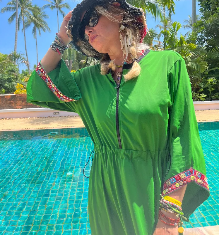 Swimwear dress Dr2302cs-Ethnic style - Green 72 Medium Tunics Exclusive limited