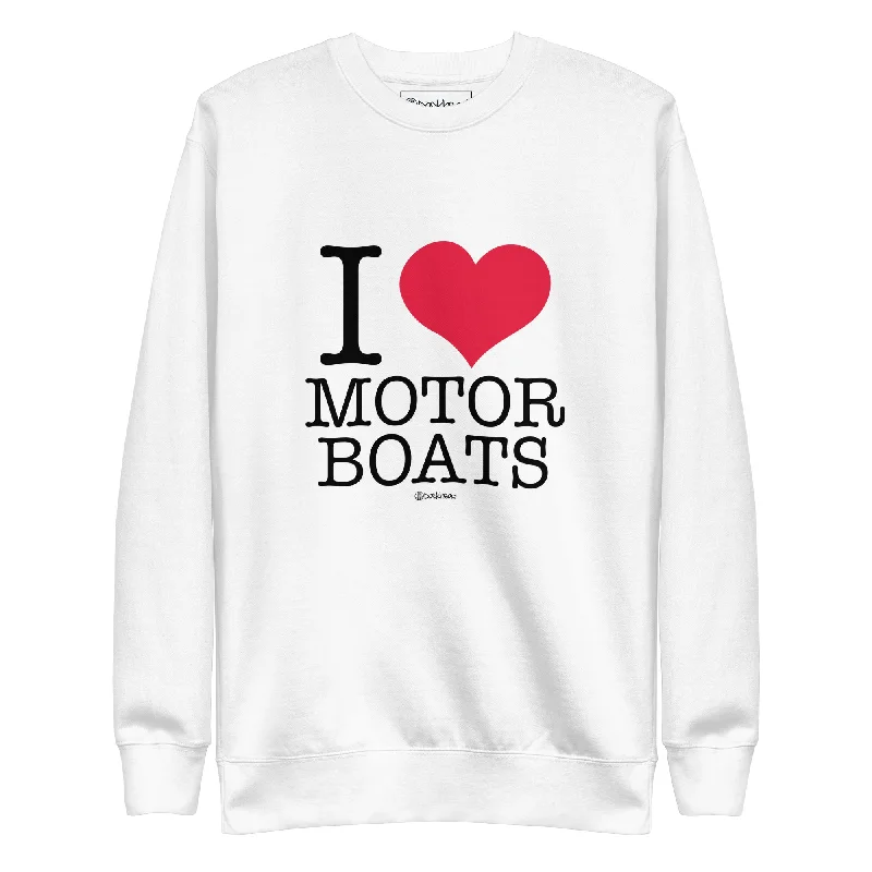 I Love Motor Boats Premium Sweatshirt Hoodie with Camouflage Military Edgy