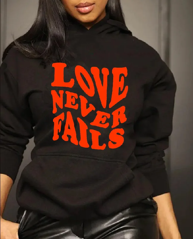 Women'S Fashion Letter Print Hooded Casual Loose Sweatshirt Hoodie with Elastic Cuffs Stretchable Comfortable