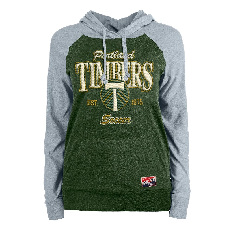 PORTLAND TIMBERS FC WOMEN'S LONG SLEEVE SCRIPT HOODIE Hoodie with Front Slit Layering Stylish