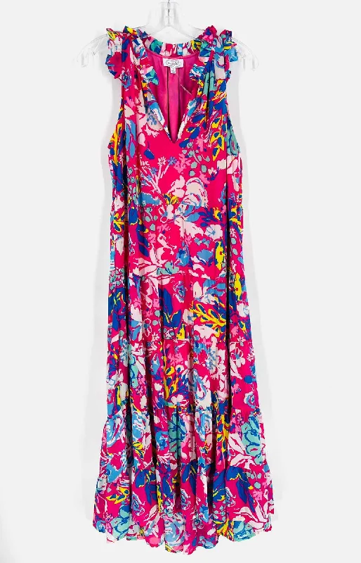 Mud Pie Size S Pk/Bl/Wh Floral Tiered Dresses Dress Tunics Polka dots