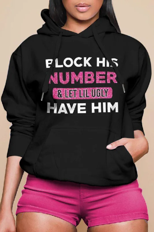 Fashion Women Casual Letter Printed Long Sleeve Hoodie Hoodie with Zipper Placket Modern Functional