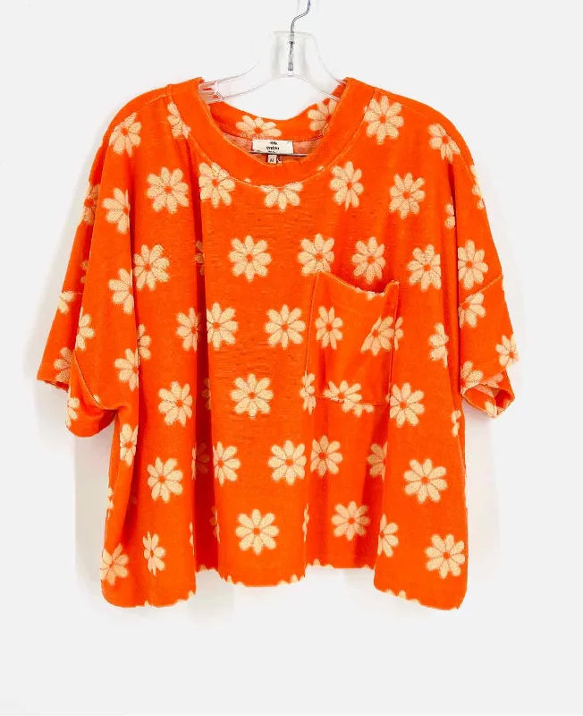entro Size M Orange/yellow Floral Terry Dresses Short Set Tunics Chic fashionable