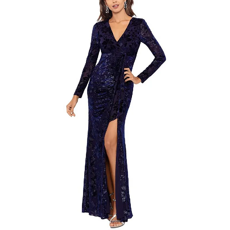 Womens Burnout Ruffled Evening Dress Halter Neckline Beach