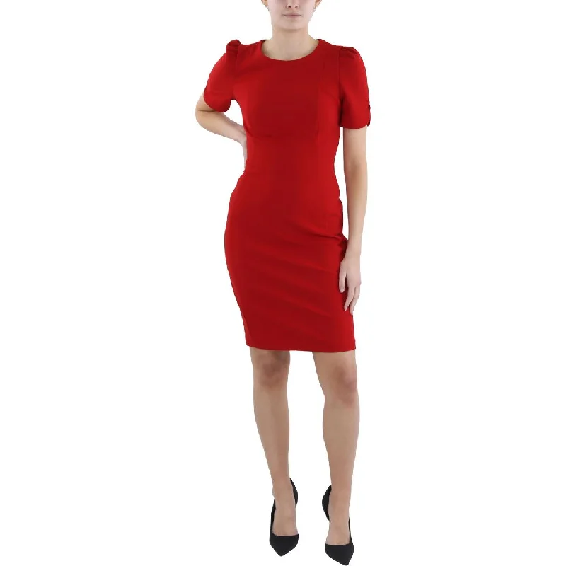 Womens Crepe Short Sleeve Sheath Dress Tunics Velvet soft
