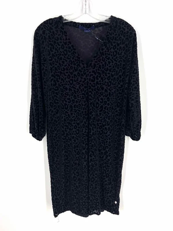 W by Worth Size XS Black Animal Print Sheer Designer Dress Tunics Formal black