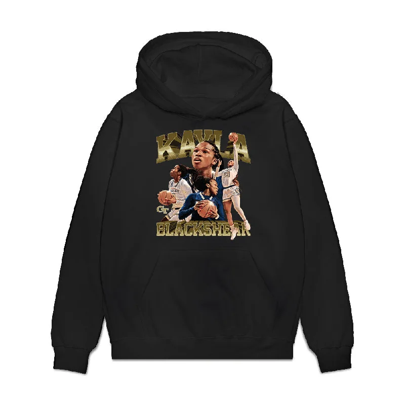 Georgia Tech - NCAA Women's Basketball : Kayla Blackshear - Player Collage Premium Hooded Sweatshirt Hoodie with Hem Ribbing Snug Secure