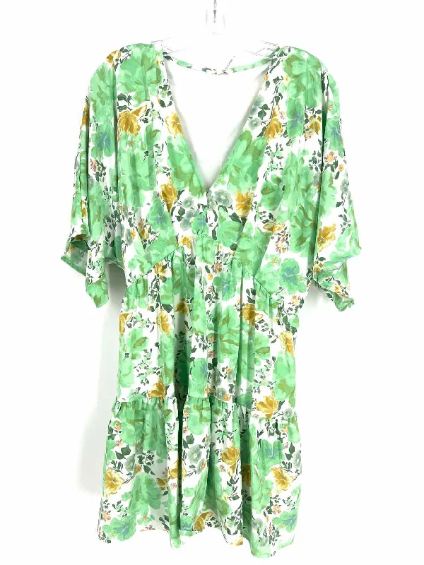 entro Size L Gr/Wh/Yw Floral Tiered Dresses Dress Tunics Hiking breathable
